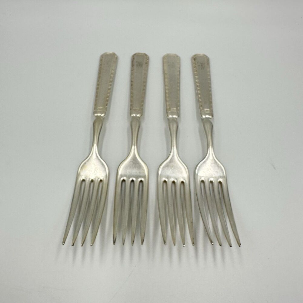 1835 R Wallace/Wallace Silver ATHENA Silverplate 1916 *4 Dinner Forks Engraved - Picture 4 of 4